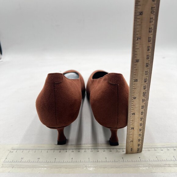 miss left Coffee Kitten Heels Office Professional Shoes Pointed Toe V-Cut Pumps - Picture 5 of 8